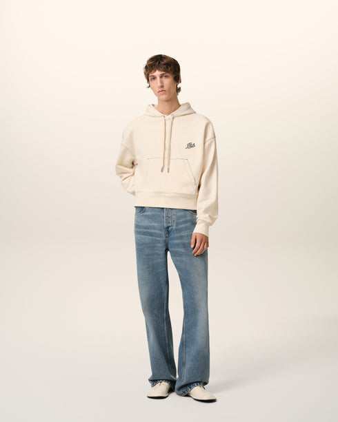AMI PARIS Beige Cotton Hoodie Ami Signature Unisex Apparel
